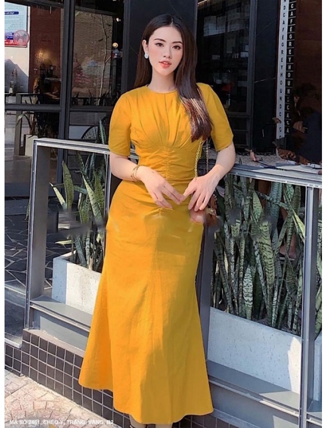 Đầm Tay Ngắn Dún Bụng - 2461