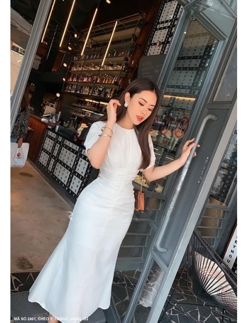 Đầm Tay Ngắn Dún Bụng - 2461