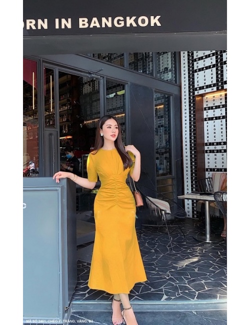 Đầm Tay Ngắn Dún Bụng - 2461