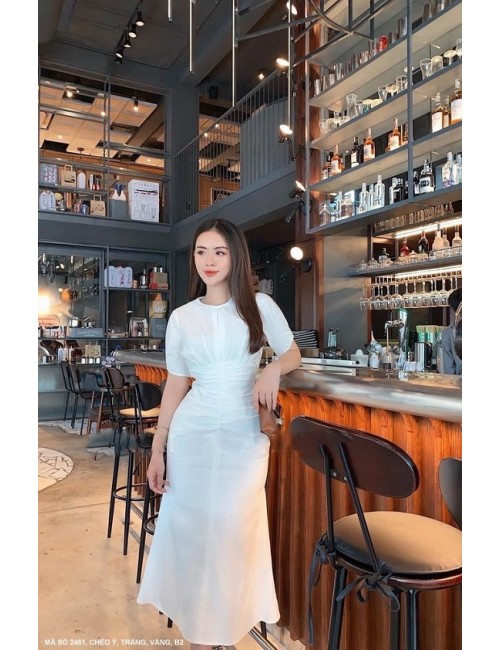 Đầm Tay Ngắn Dún Bụng - 2461