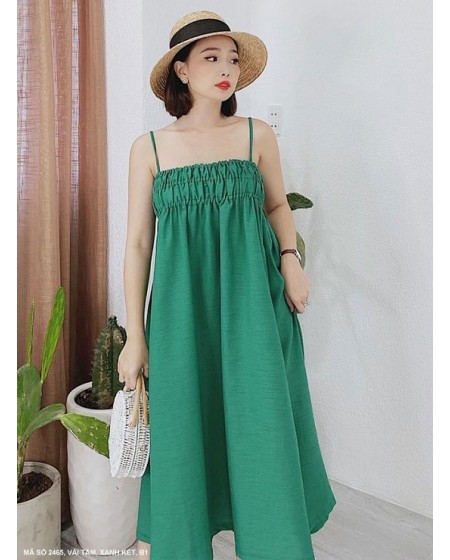 Đầm Suông 2 Dây Dún Ngực - 2465