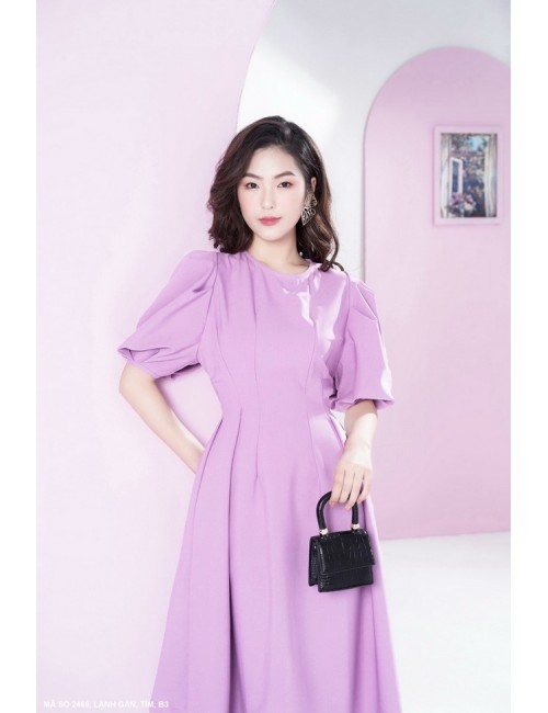 Đầm Xếp Ly Tay Ngắn Dún - 2469