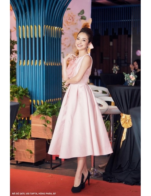 Đầm Xòe Sát Nách Đính Nơ Trước Ngực - 2475