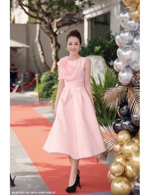 Đầm Xòe Sát Nách Đính Nơ Trước Ngực - 2475