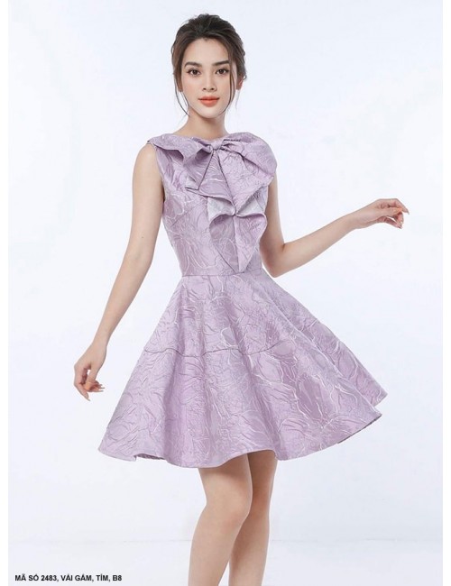 Đầm Xòe Sát Nách Dún Nơ Lớn Trước Ngực Xinh Xắn - 2483