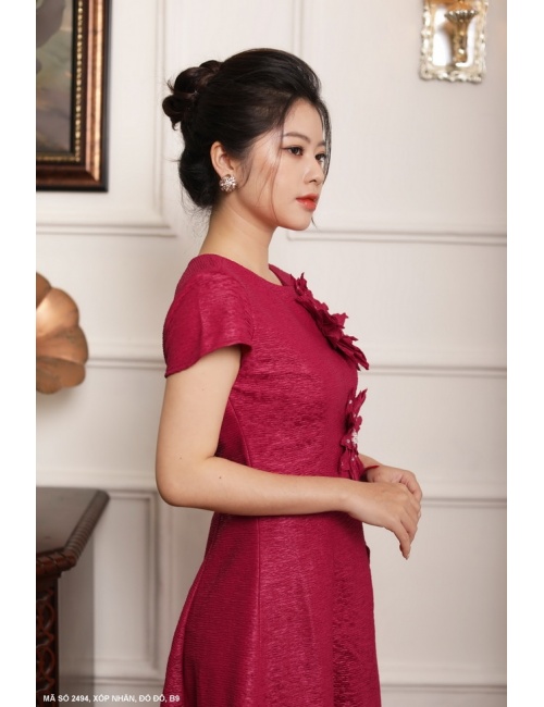 Đầm Kết 2 Hoa Trước Ngực - 2494