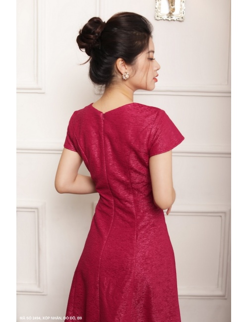 Đầm Kết 2 Hoa Trước Ngực - 2494