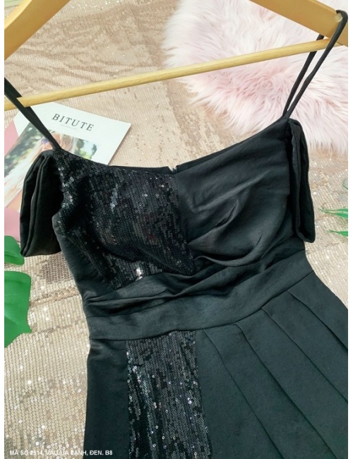 Đầm Dạ Hội Trễ Vai Phối Kim Sa - 2514
