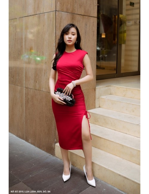 Đầm Dài Sát Nách Rút Dây Hông - 2515