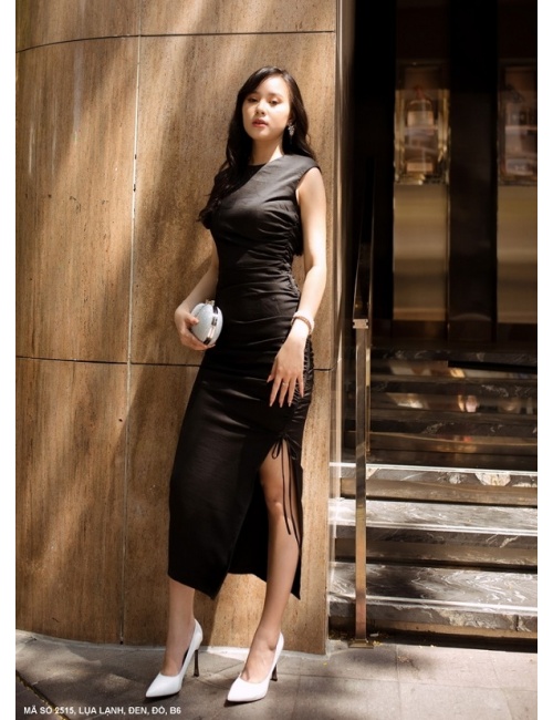 Đầm Dài Sát Nách Rút Dây Hông - 2515