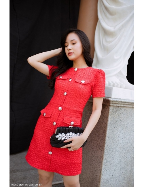 Đầm Công Sở Tay Ngắn 4 Túi