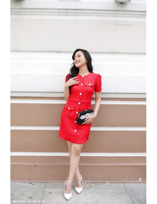 Đầm Công Sở Tay Ngắn 4 Túi