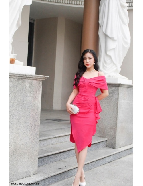 Đầm 2 Dây Xếp Ly Eo Xếp Ly Ngực - 2524