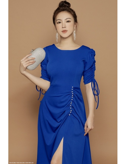 Đầm Tay Lở Rút Dây Eo Đính Ngọc Trai - 2600