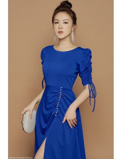 Đầm Tay Lở Rút Dây Eo Đính Ngọc Trai - 2600
