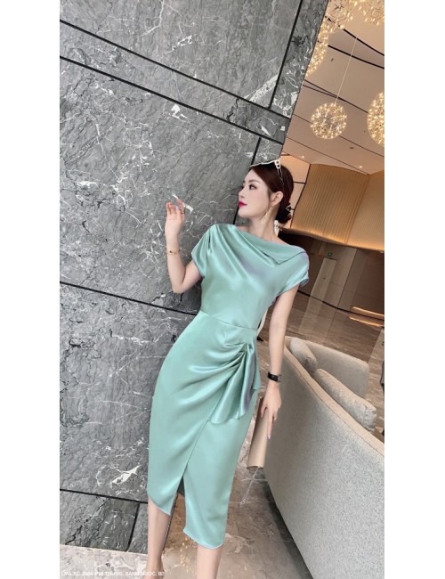 Đầm Cổ Lật Dún Eo - 2604