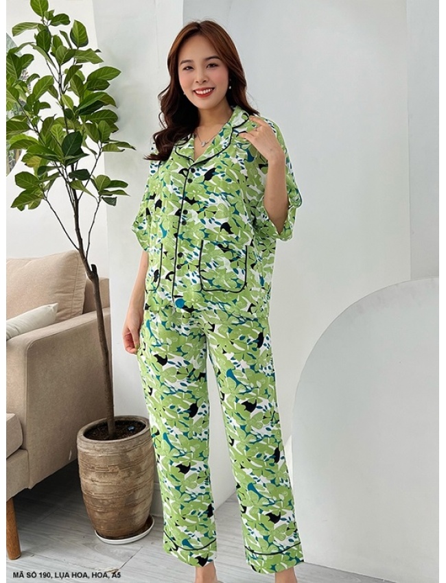 Bộ Hoa Tay Lỡ Hai Túi Xinh Xắn - 190