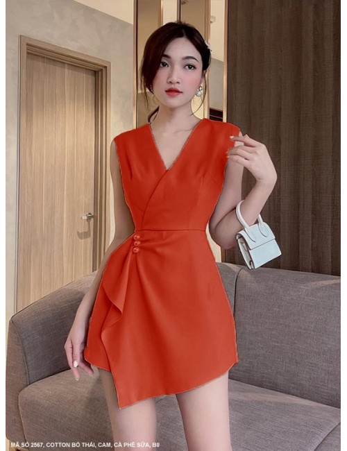 Bộ Jump Ngắn Cổ Tim Đính 3 Nút Dún Eo - 2567