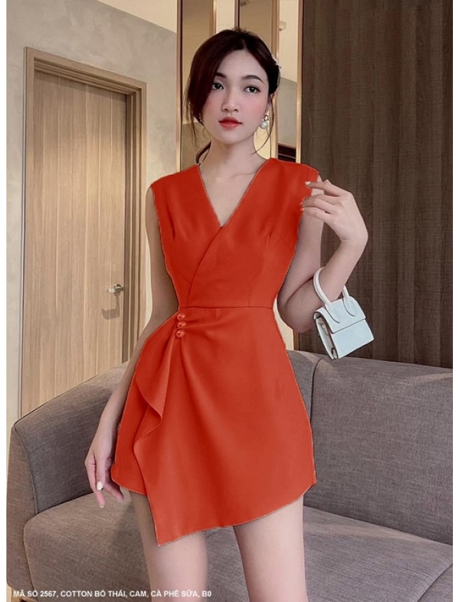 Bộ Jump Ngắn Cổ Tim Đính 3 Nút Dún Eo - 2567