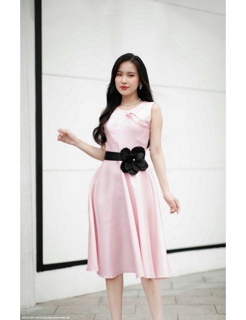 Dầm Xòe Sát Nách Eo Thắt Nơ Hoa - 2579