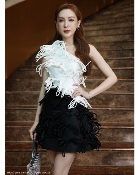 Đầm Lai Xéo Nơ Tua - 2592