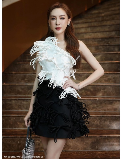 Đầm Lai Xéo Nơ Tua - 2592