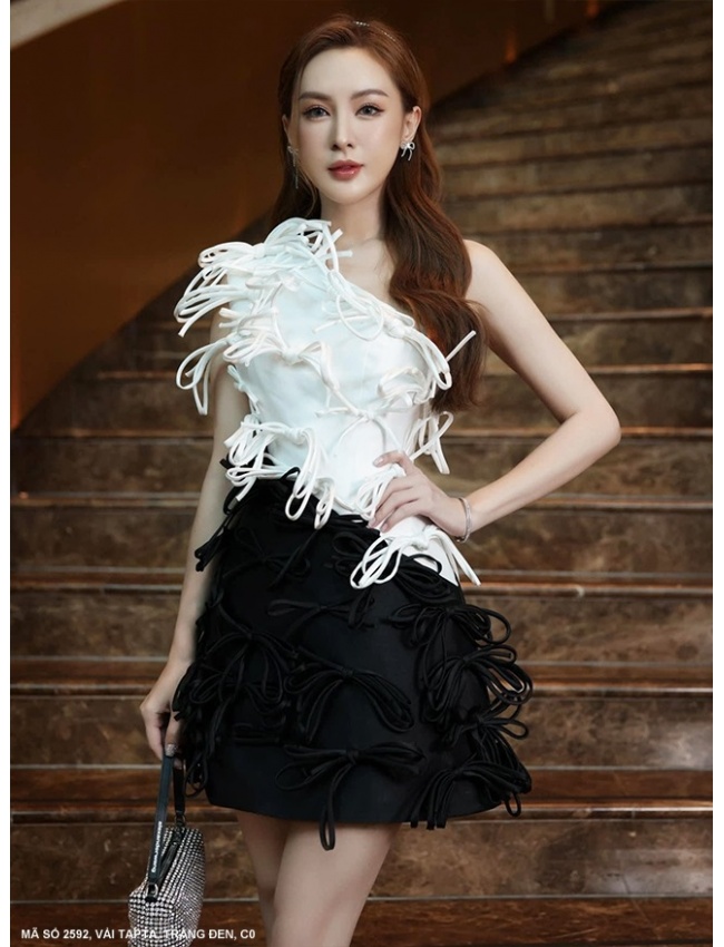 Đầm Lai Xéo Nơ Tua - 2592