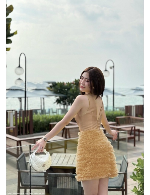 Đầm Lưới Beo Lai Ngực Kết Hoa Hồng - 2619