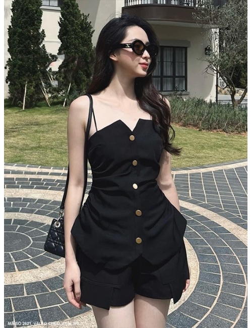 Bộ Ngắn Đính Nút Hở Vai - 2621