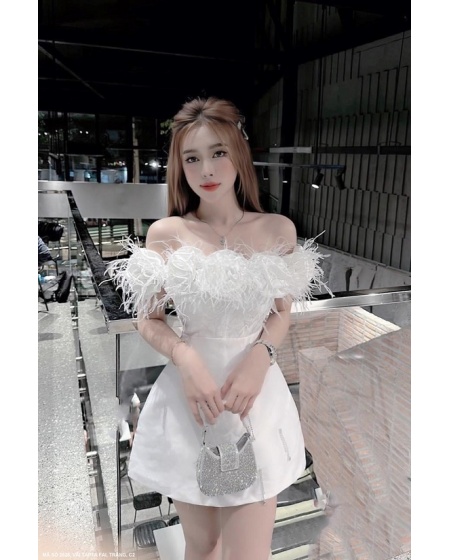 Đầm Xòa Cổ Kết Hoa Hồng Tua Dây - 2625