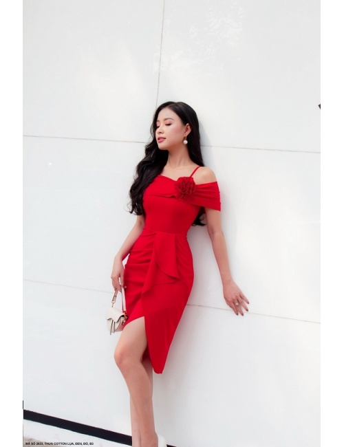 ĐẦM TRỄ VAI XẾP LY DẤU BỤNG -2633