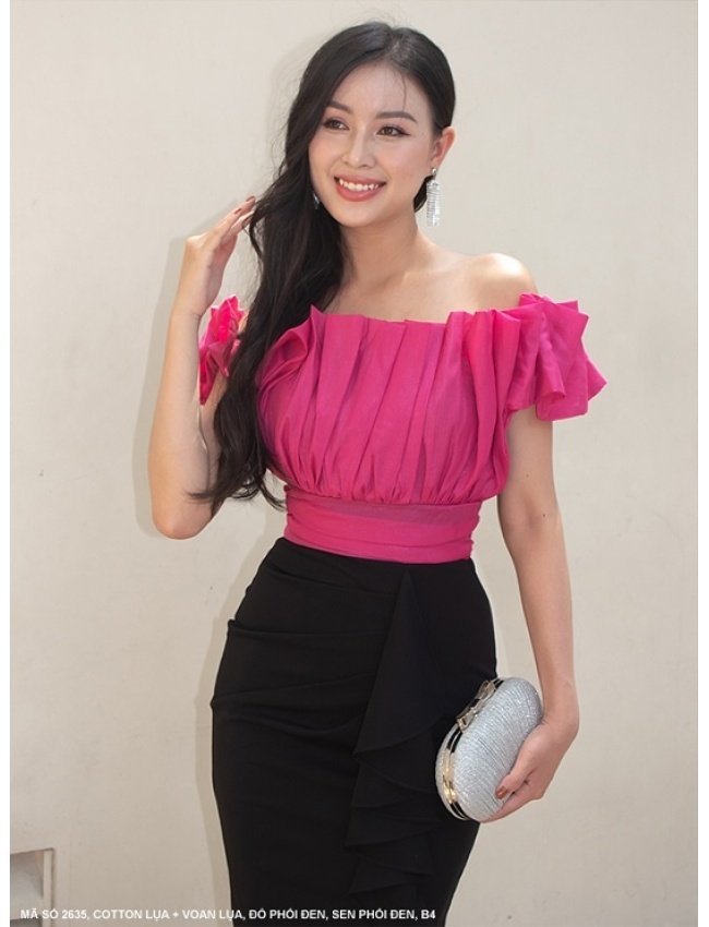 Đầm Xếp Ly Hở Vai Quyến Rũ - 2635