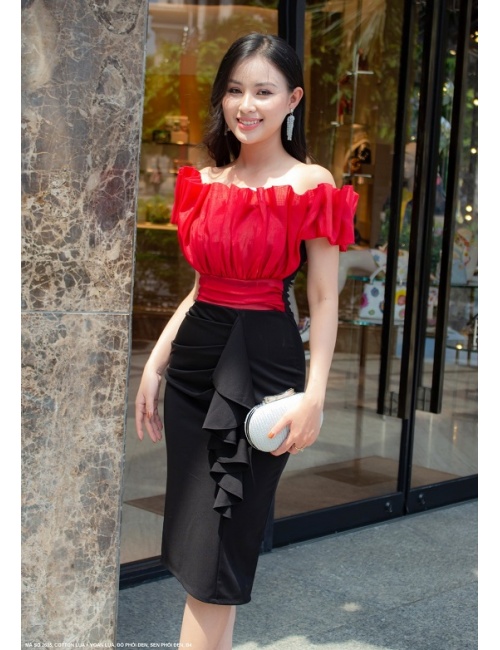 Đầm Xếp Ly Hở Vai Quyến Rũ - 2635