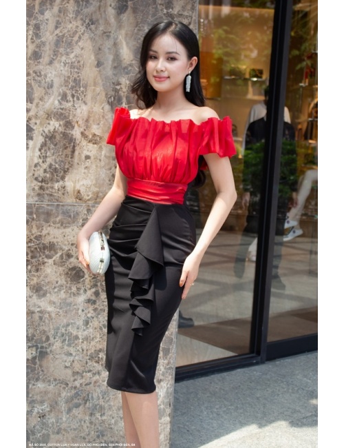 Đầm Xếp Ly Hở Vai Quyến Rũ - 2635
