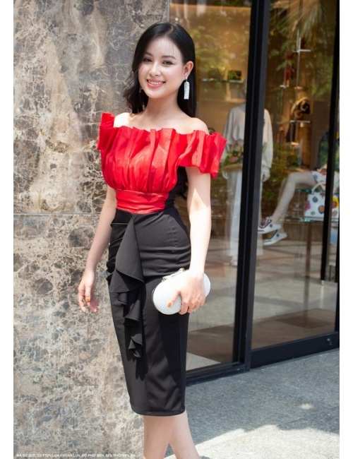 Đầm Xếp Ly Hở Vai Quyến Rũ - 2635