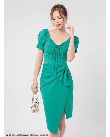 Đầm Rút Ngực Cổ Vuông - 2637