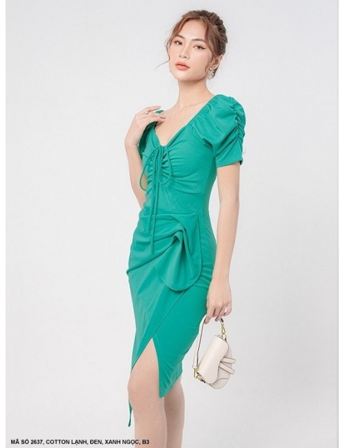 Đầm Rút Ngực Cổ Vuông - 2637