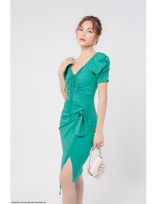Đầm Rút Ngực Cổ Vuông - 2637