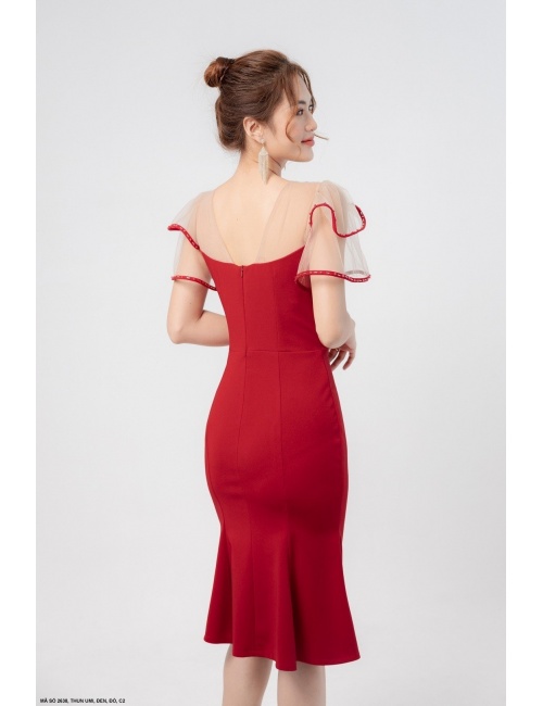 Đầm Ôm Phối Ren Đính Hạt - 2638