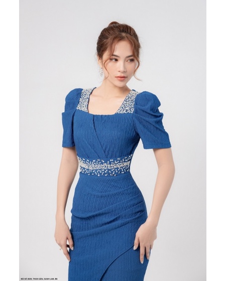 Đầm Ôm Tay Dún Cổ Đính Hạt Sang Trọng - 2639