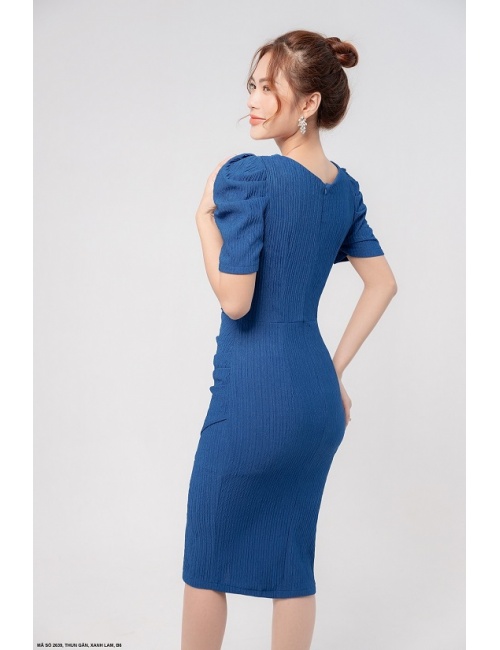Đầm Ôm Tay Dún Cổ Đính Hạt Sang Trọng - 2639