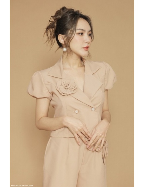 Bộ Quần Ngắn Và Áo Vest Kết Bông Hồng - 2643