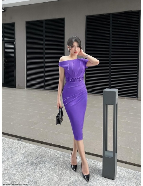 Đầm Ôm Vai Lệch Đính Xoàn Eo - 2651