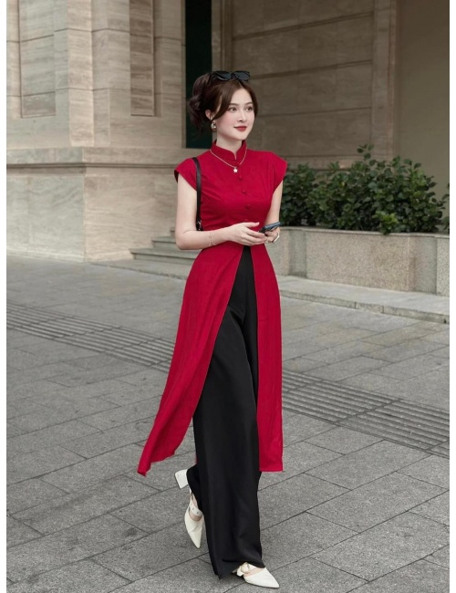 Áo Dài Cách Tân Cổ Tàu Xẻ Tà Sang Trọng - 9032