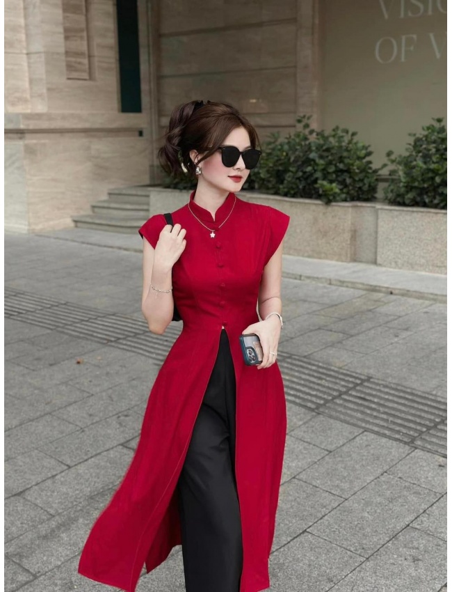 Áo Dài Cách Tân Cổ Tàu Xẻ Tà Sang Trọng - 9032