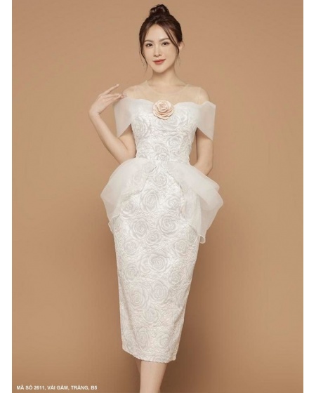 Đầm Ôm Dạ Hội Phối Lưới Đính Hoa Hồng Sang Trọng - 2611