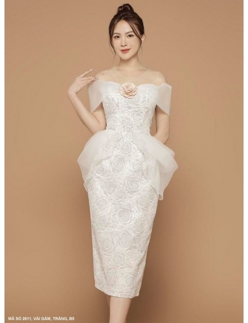 Đầm Ôm Dạ Hội Phối Lưới Đính Hoa Hồng Sang Trọng - 2611