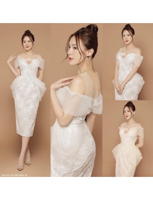 Đầm Ôm Dạ Hội Phối Lưới Đính Hoa Hồng Sang Trọng - 2611