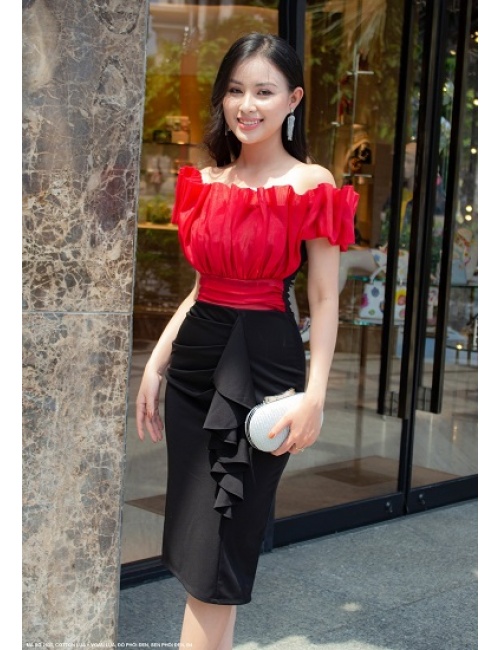 Đầm Xếp Ly Hở Vai Quyến Rũ - 2635