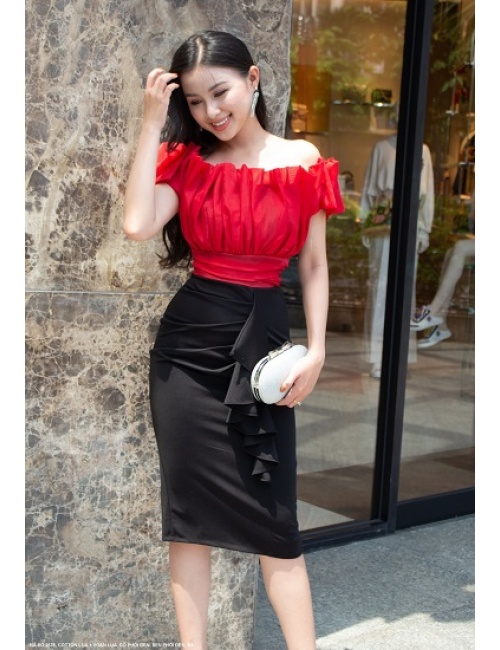 Đầm Xếp Ly Hở Vai Quyến Rũ - 2635